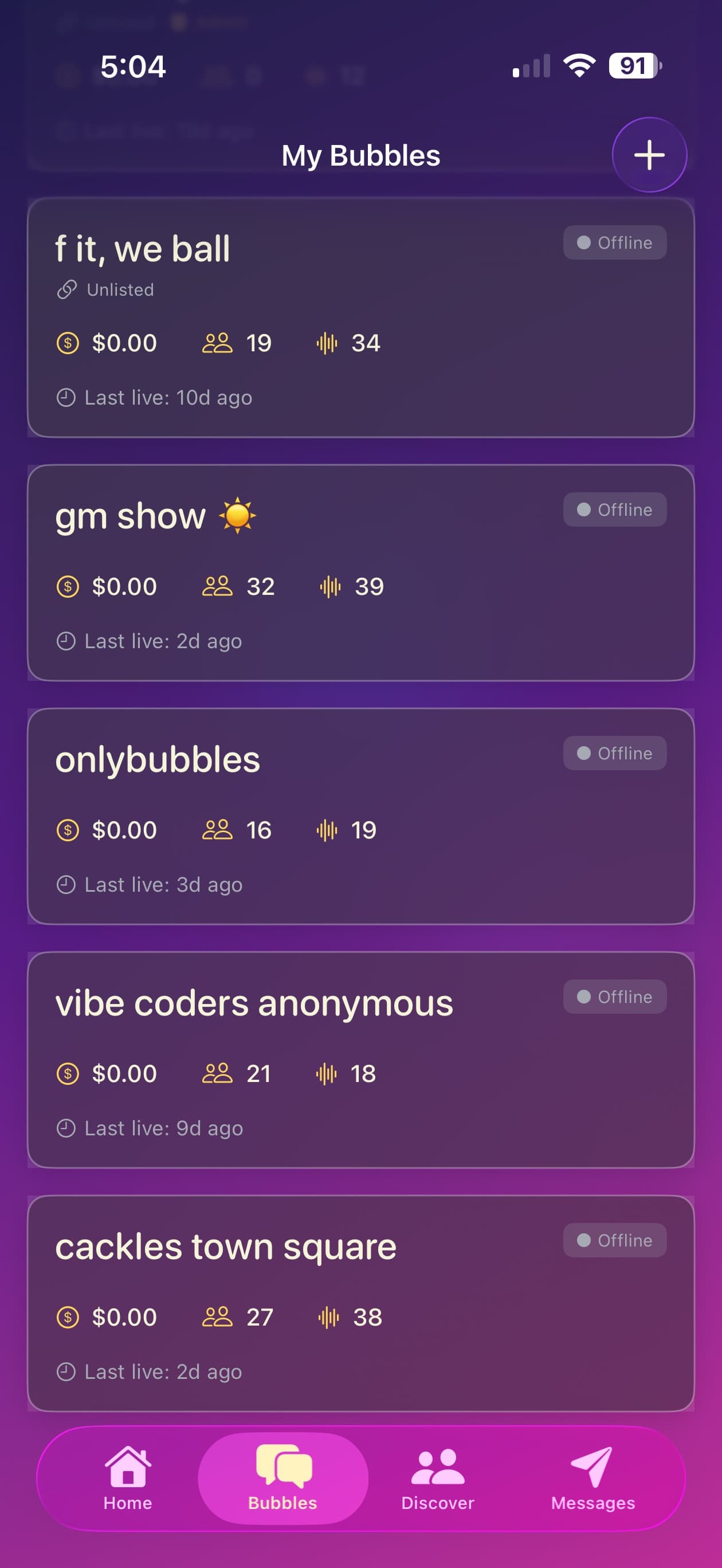 cackles bubbles list