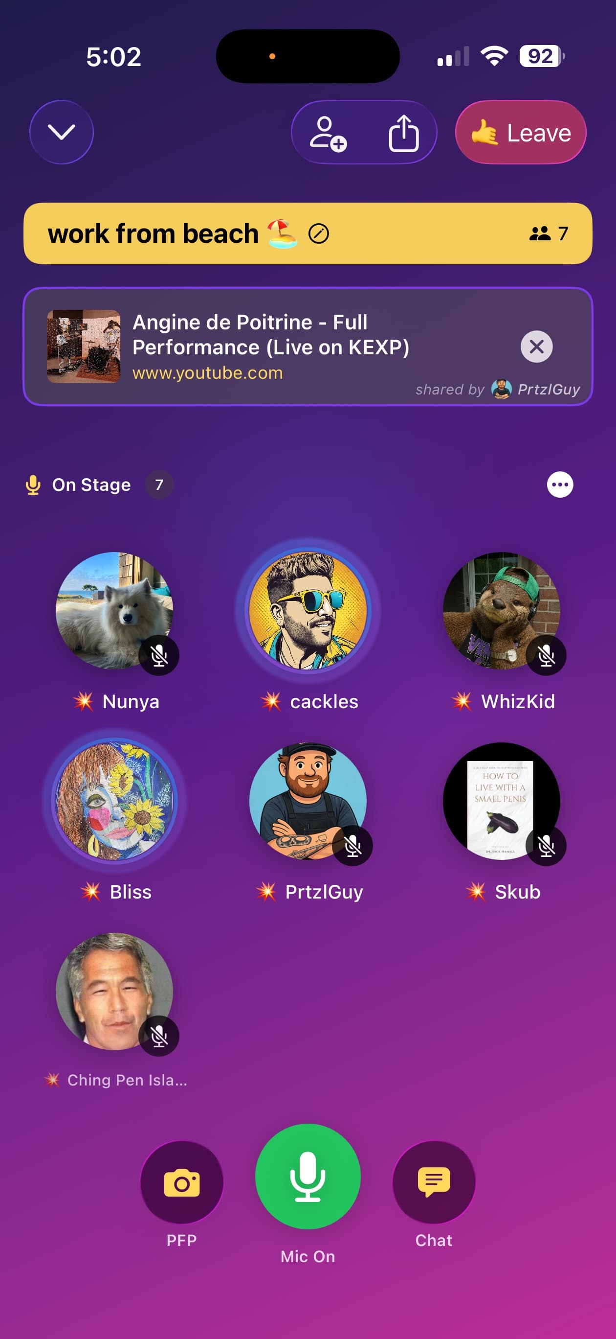 cackles app - live audio room with friends on stage